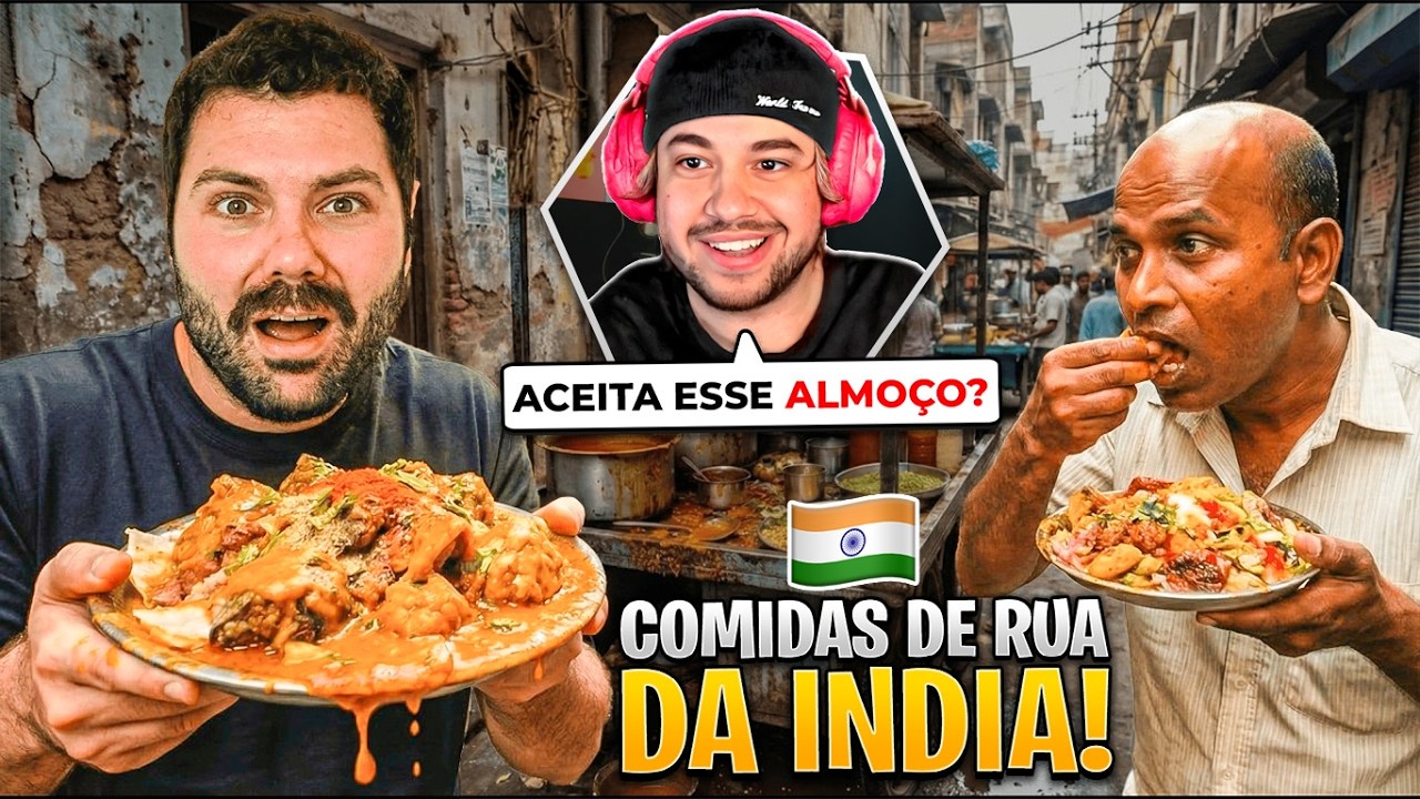 SOBREVIVENDO A COMIDAS DE RUA NA &Iacute;NDIA! - React Lucas Bigodinho