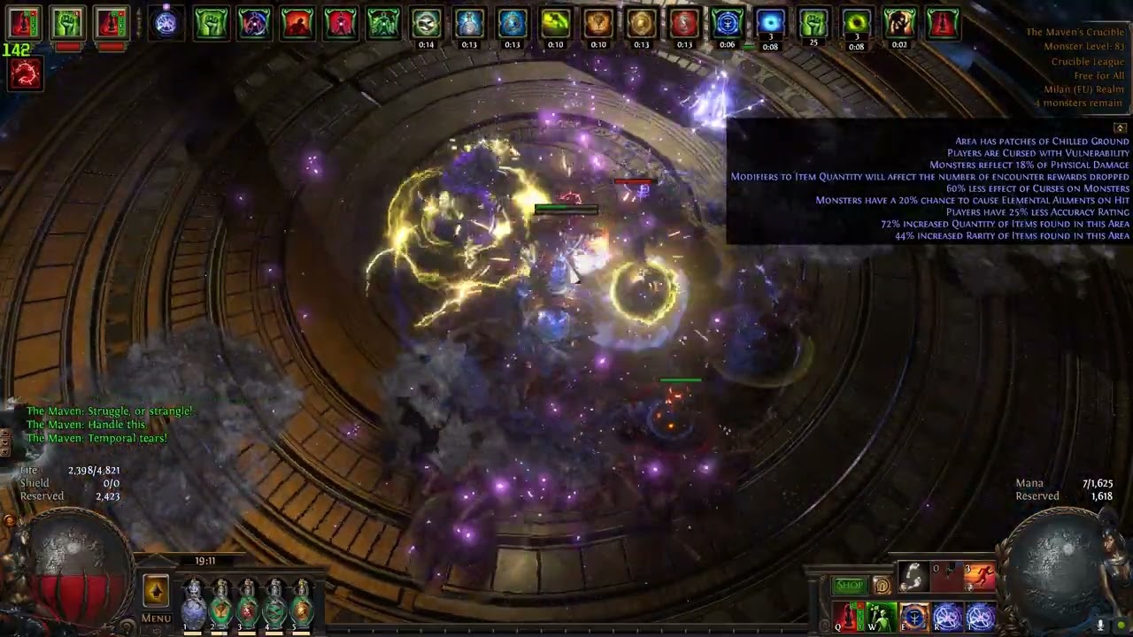 PoE 3.21 Crucible Explode Totem Pathfinder Feared - Bloodnotch stun tech
