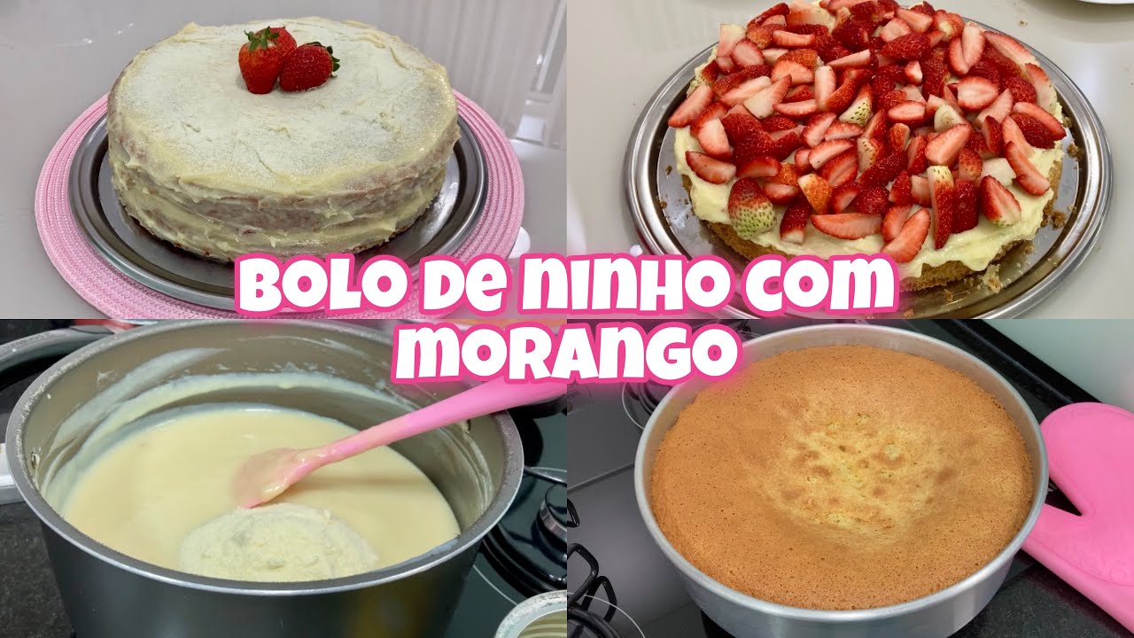 NATI NA COZINHA: BOLO DE NINHO COM MORANGO- PÃO DE LÓ DE LIQUIDIFICADOR + RECHEIO DE NINHO FÁCIL
