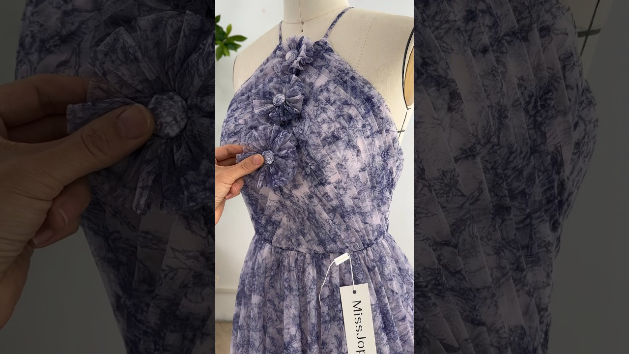 Making a halter corset blue white print long dress #dress #gown #fashion #creative #prom