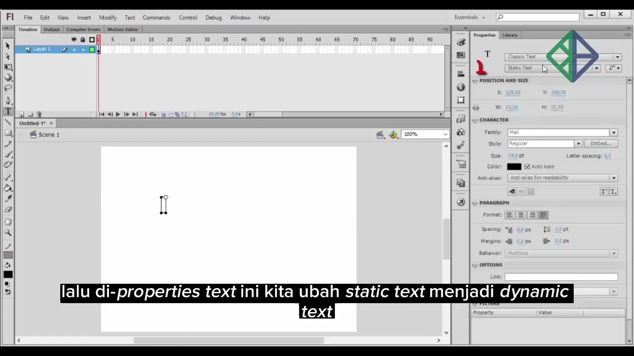 Tutorial Embeded Text di Adobe Flash By Dwi Intern Batch 16