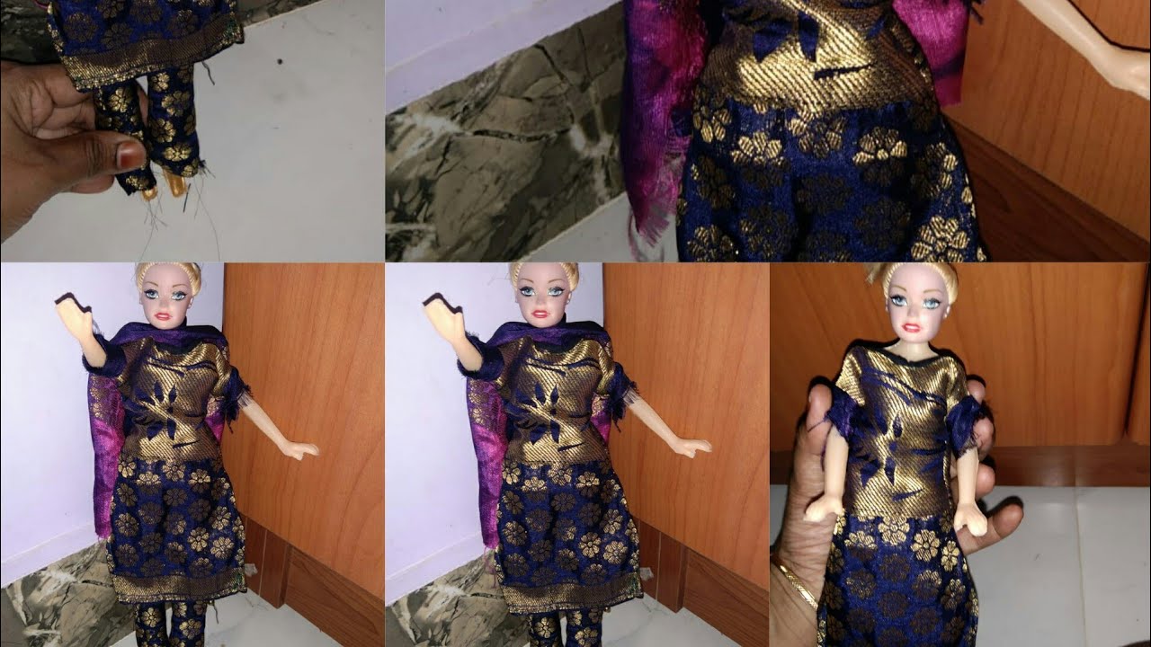 Blue salwar suit for Barbie how to stich salwar suit easy doll dress making
