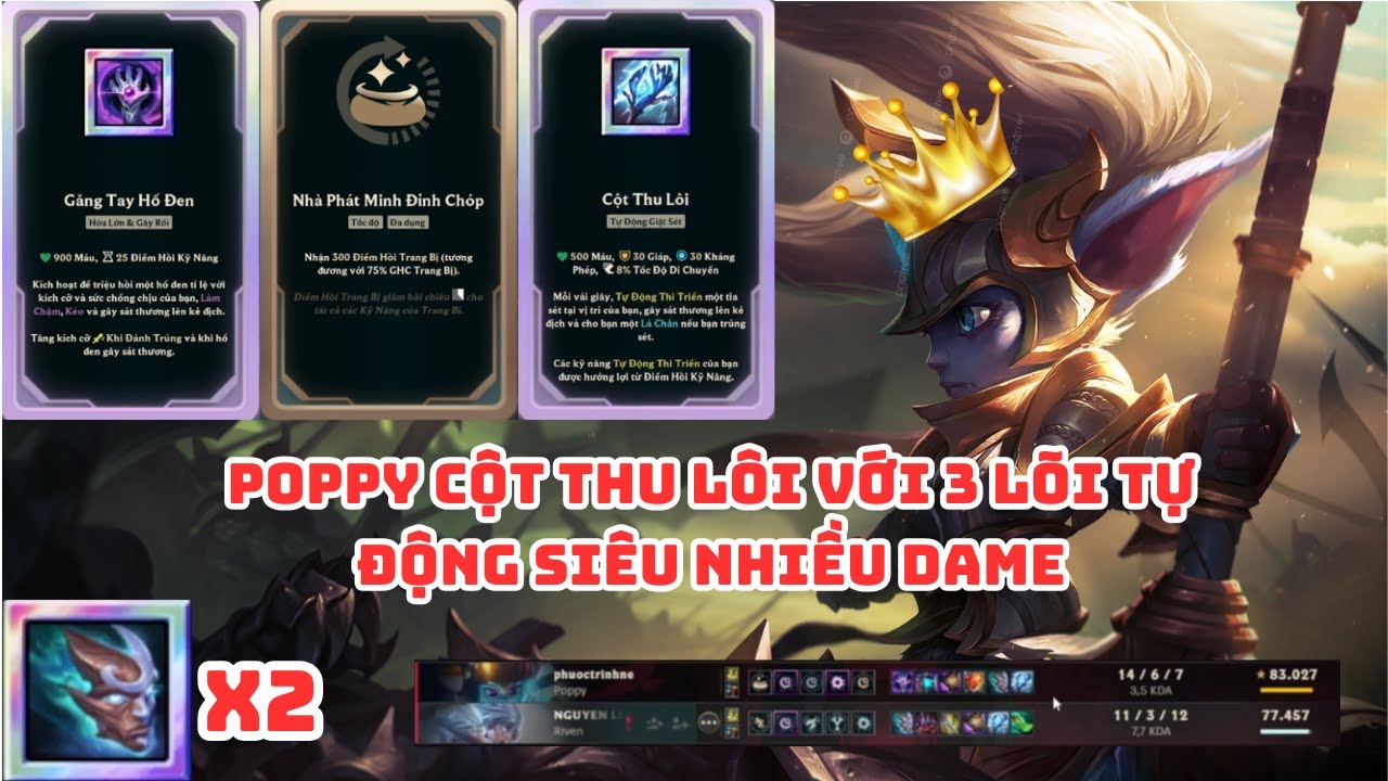 VÕ ĐÀI: POPPY CỘT THU LÔI VỚI 3 LÕI TỰ ĐỘNG X2 MẶT NẠ SONG SINH SIÊU KHOẺ!!!