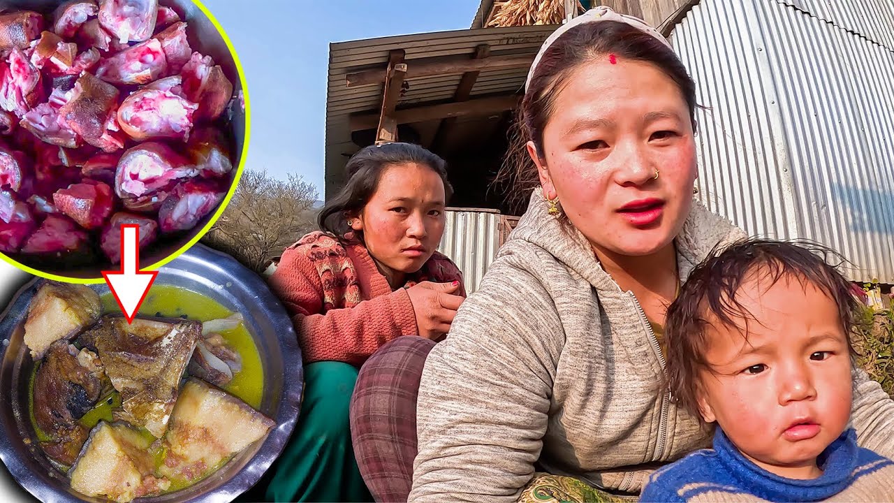 Local Pork leg soup with rice Cooking & eating in My home सुंगुरको खुट्टाको झोलसंग भात Rural village