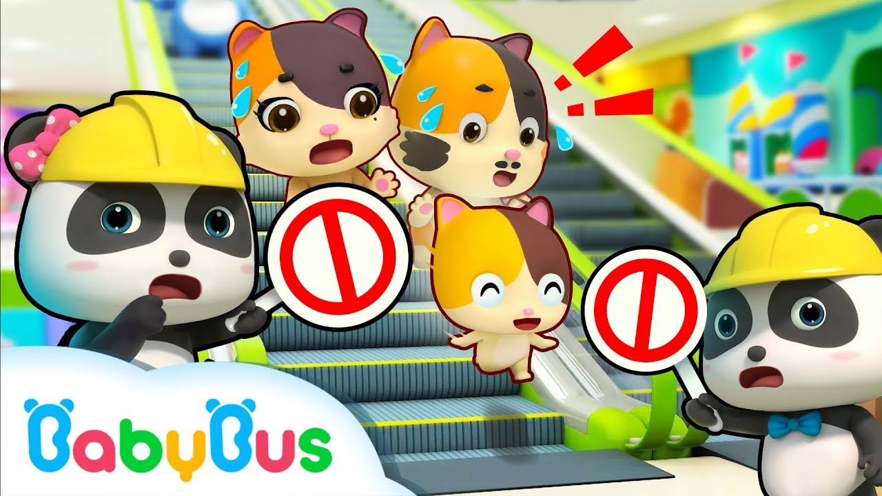 Baby Kitten, Be Careful on the Escalator | Kitten Family | Kids Safety Tips | Kids Song | BabyBus