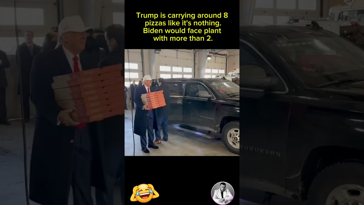 Trump is carrying around 8 pizzas like it's nothing.Biden would face plant with more than 2