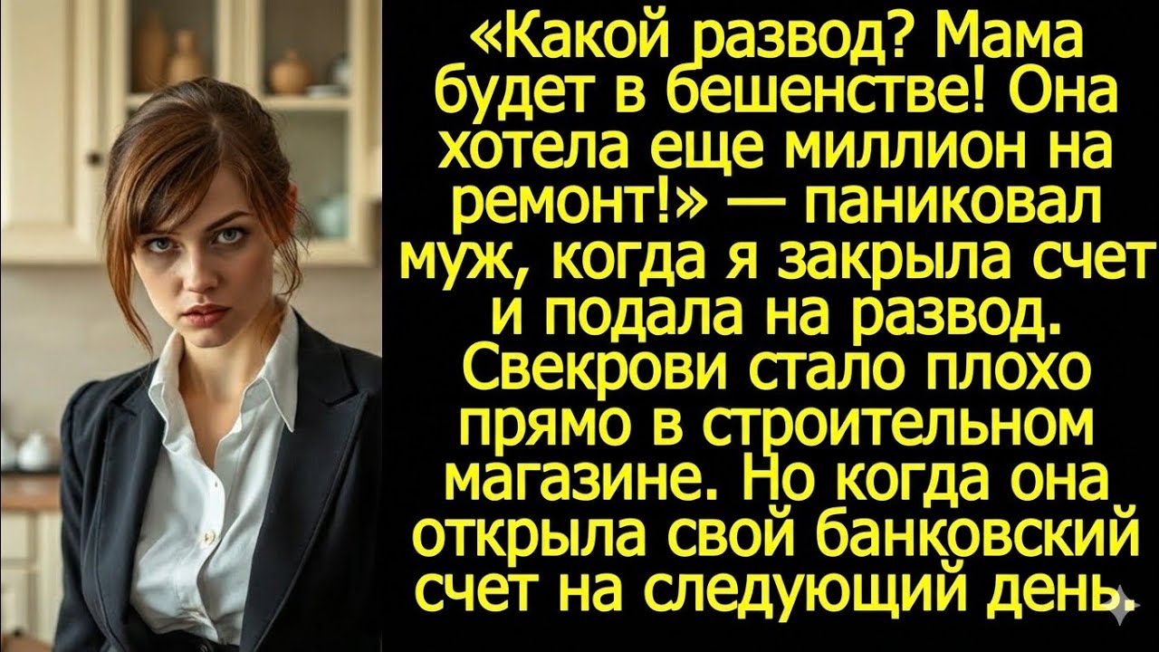 Какой развод? Мама будет в бешенстве! Она хотела еще миллион на ремонт! Паниковал муж.