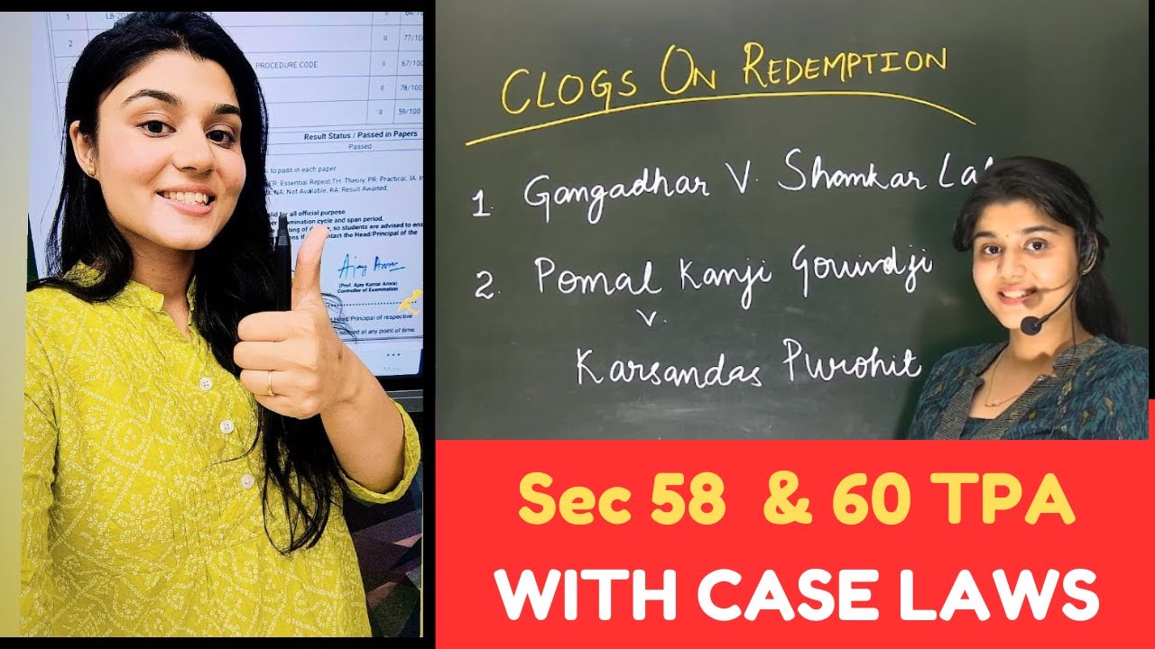 Clogs on Redemption | Section 58 & 60 TPA | Mortgage & Redemption with Case Laws | TPA