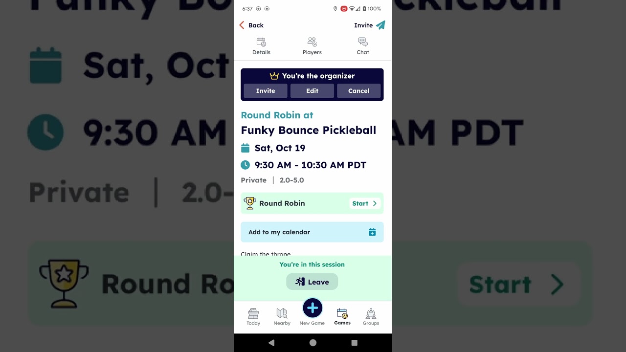 inviting players to Pickleheads event