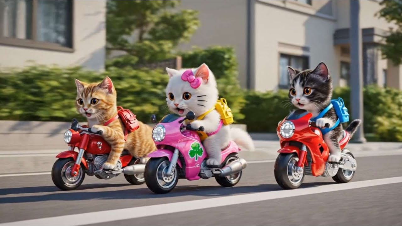 Tiny Bikes, Big Adventure  Cute Cartoon Cat Animation