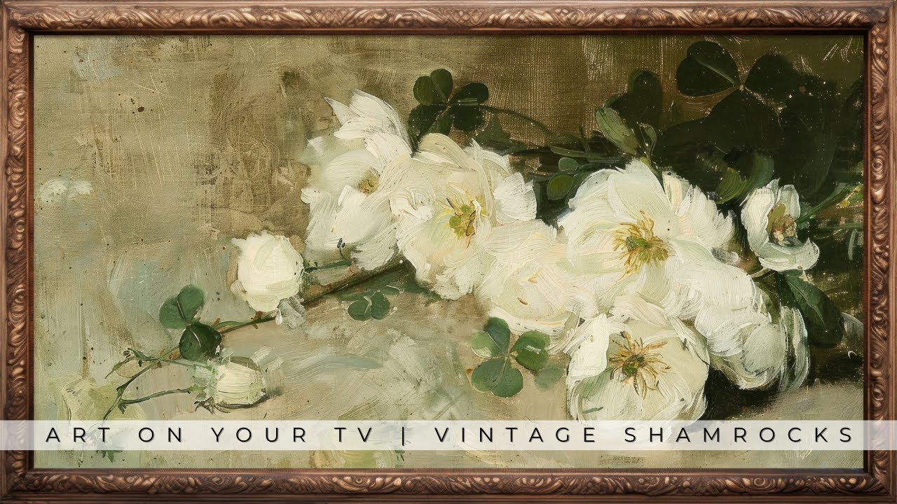 Framed TV Art | Vintage Shamrocks | St. Patrick's Day | Free TV Art Wallpaper Screensaver Background