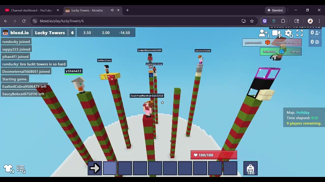 Bloxd io   How I suck so badly at lucky towers (video proof)