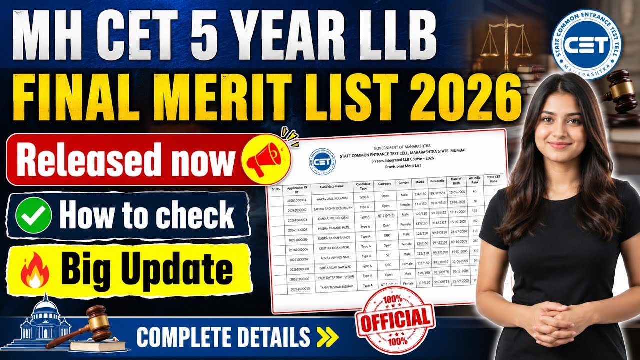 mh cet 5 year llb final merit list 2026 | 5 year llb final merit list | maharashtra llb merit list