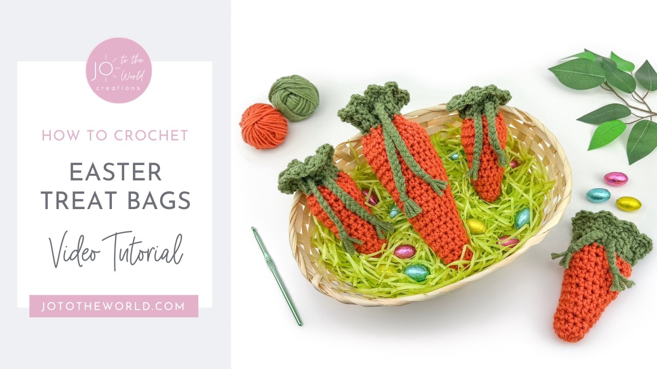 Простые вязаные крючком пасхальные мешочки в виде морковок | Схема для начинающих, 30 минут