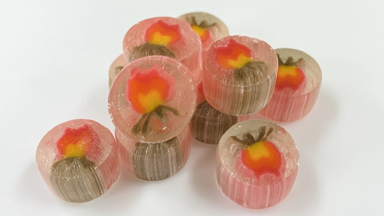 【製造風景】たき火キャンディの製造(チェリー味)/cherry/How to make Japanese handmade candy/Japanese street food