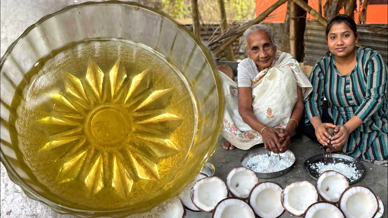 বাড়িতেই মাত্র ১ ঘন্টায় খাঁটি শুদ্ধ নারকেল তেল বানিয়ে নিতে পারবেন।Homemade coconut oil।Narkel