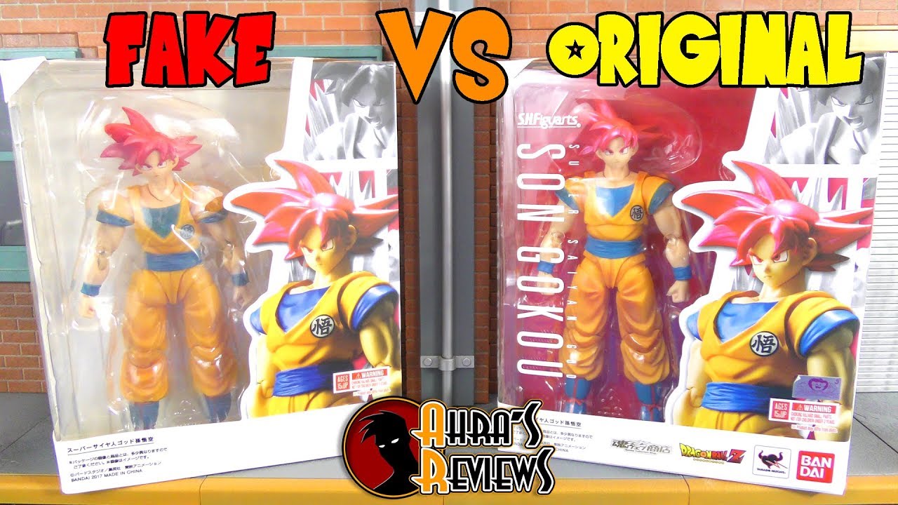 S.H. Figuarts Super Saiyan God Goku Chinese Bootleg Fake KO VS Bandai Dragon Ball Action Figure