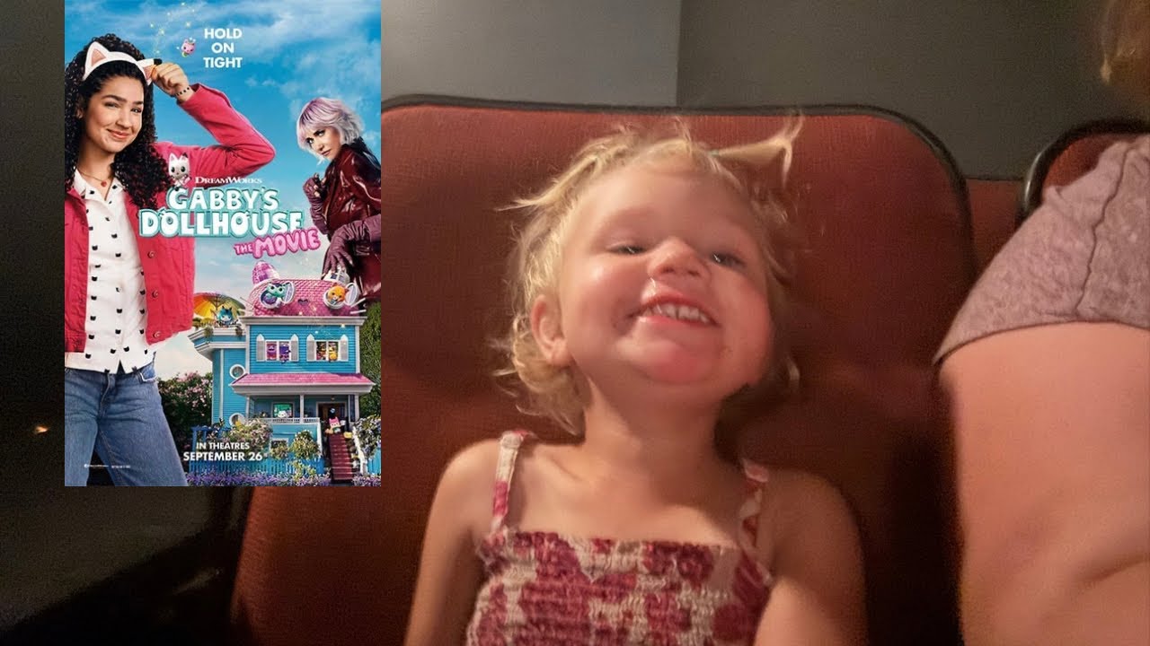 Grace's Epic Reaction to the FUNNIEST Gabby Cat Movie Ever in a Theatre!