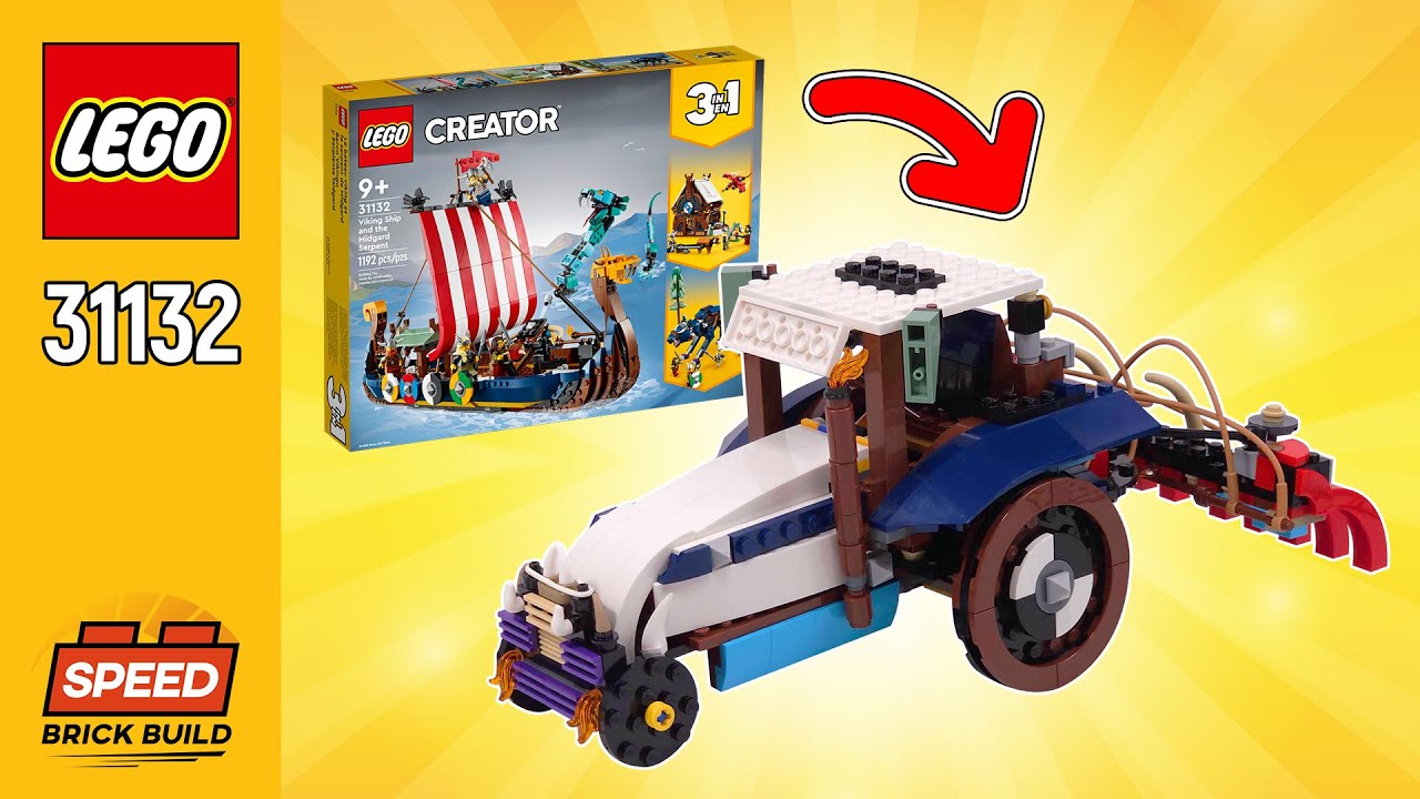 Самодельный трактор LEGO Creator (31132) [443 детали] Альтернативная сборка для корабля викингов ...