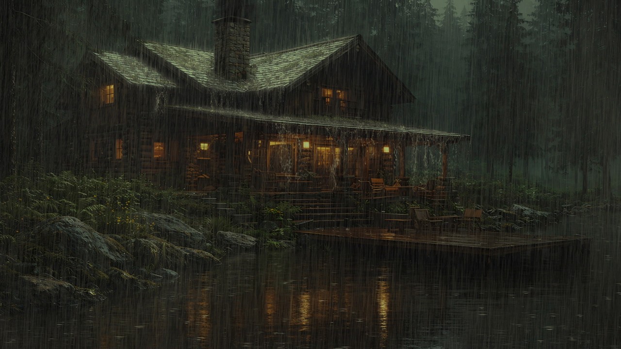 Dark Woodland Rainstorm 🌧️ Peaceful Thunder Sounds for Sleeping