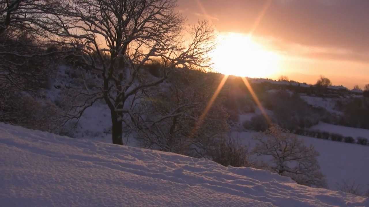 Snowy Sunrise Over Burrs Country Park, Bury