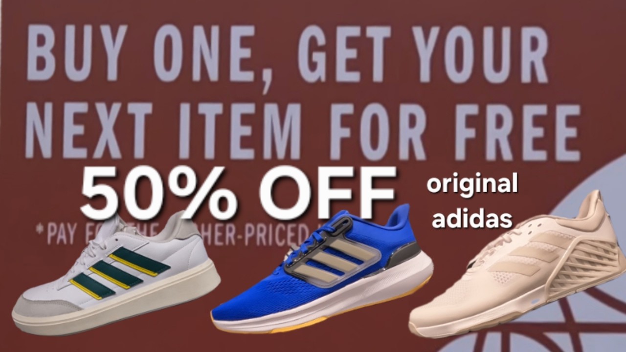 BUY 1 GET 1 NA ORIGINAL NA ADIDAS 50% OFF NA SAPATOS BAGSAK PRESYO SA ADIDAS OUTLET STORE.