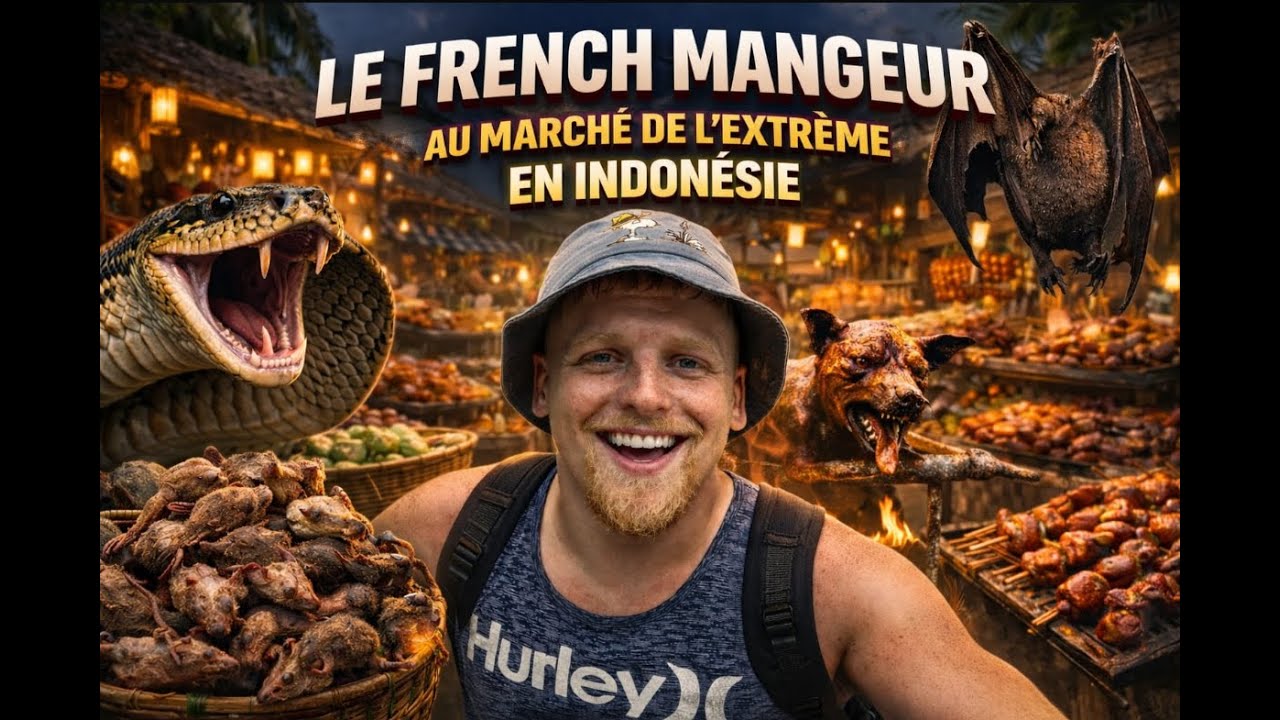Le French Mangeur au Marche de l'extreme en Indonesie