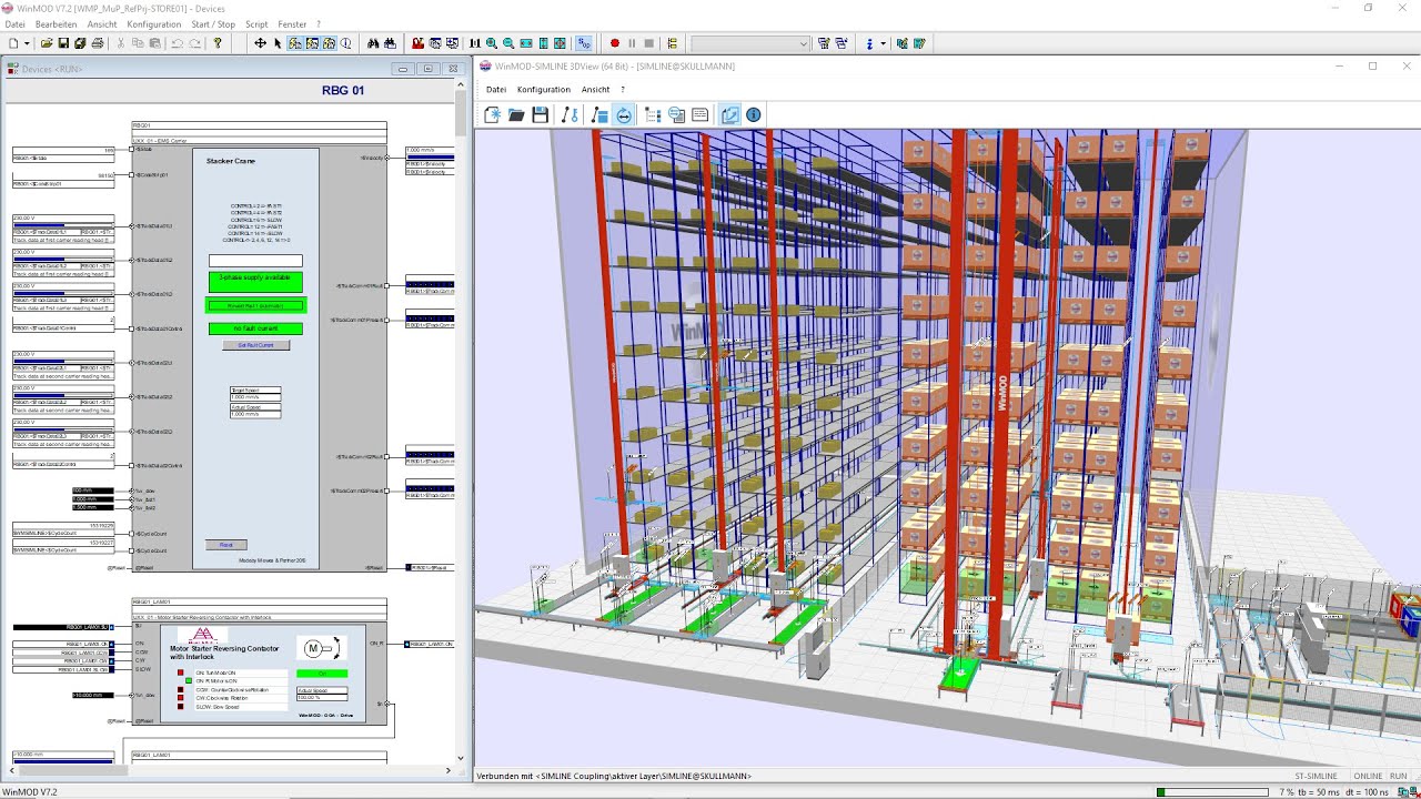 Virtual Commissioning for Intralogistics with WinMOD