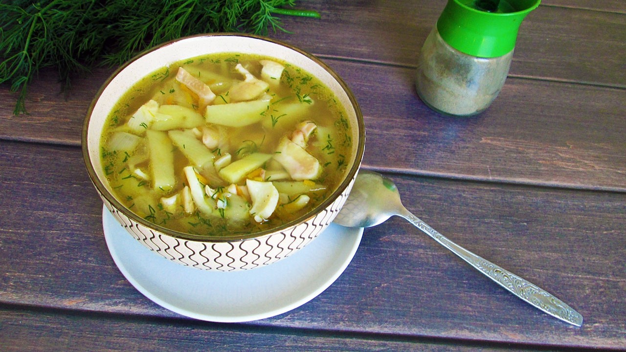 Суп с кальмарами за 30 минут. Очень вкусно!!!