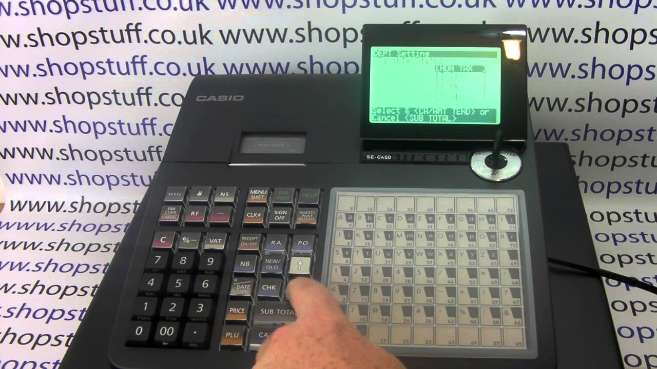 Casio SE-C450 Cash Register Instructions How To Program A Department