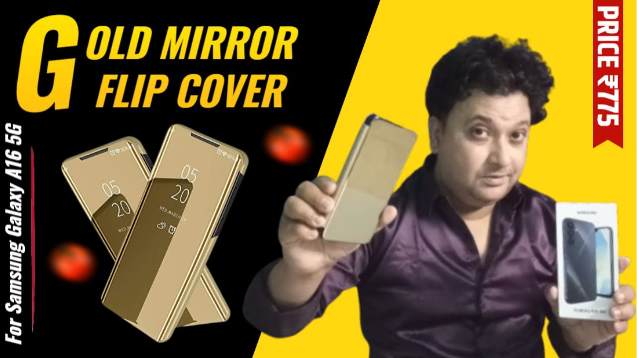📱📱Stylish Protection: Gold Mirror Flip Cover for Samsung Galaxy A16 5G Smartphone