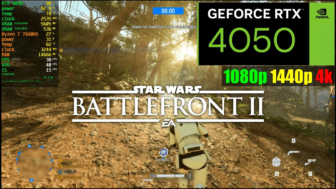Star Wars Battlefront 2 RTX 4050 Laptop Test | Ultra Settings 1080p 1440p 4K | HP Victus 16