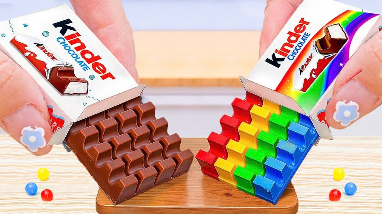 Шоколадный Kinder против радужного Kinder: грандиозное противостояние декораторов! 🍫Миниатюрные т...