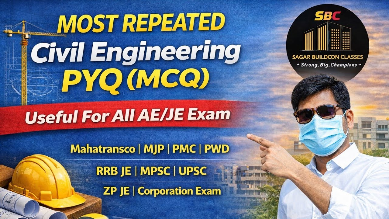 Most Repeated Civil Engineering PYQ AE/JE Exam Mahatransco | MJP | PMC | PWD |RRB JE |