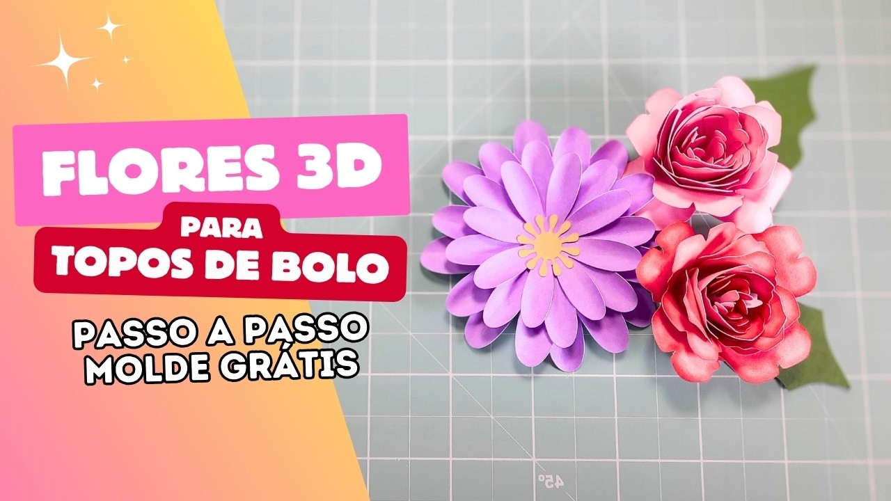 COMO FAZER FLORES PARA TOPO DE BOLO | PAP + MOLDE GRATIS | #topodebolo #silhouette #papelaria