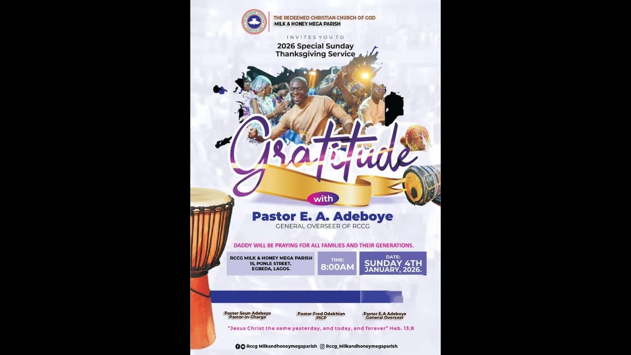 RCCG JANUARY 2026 SUNDAY THANKSGIVING SERVICE