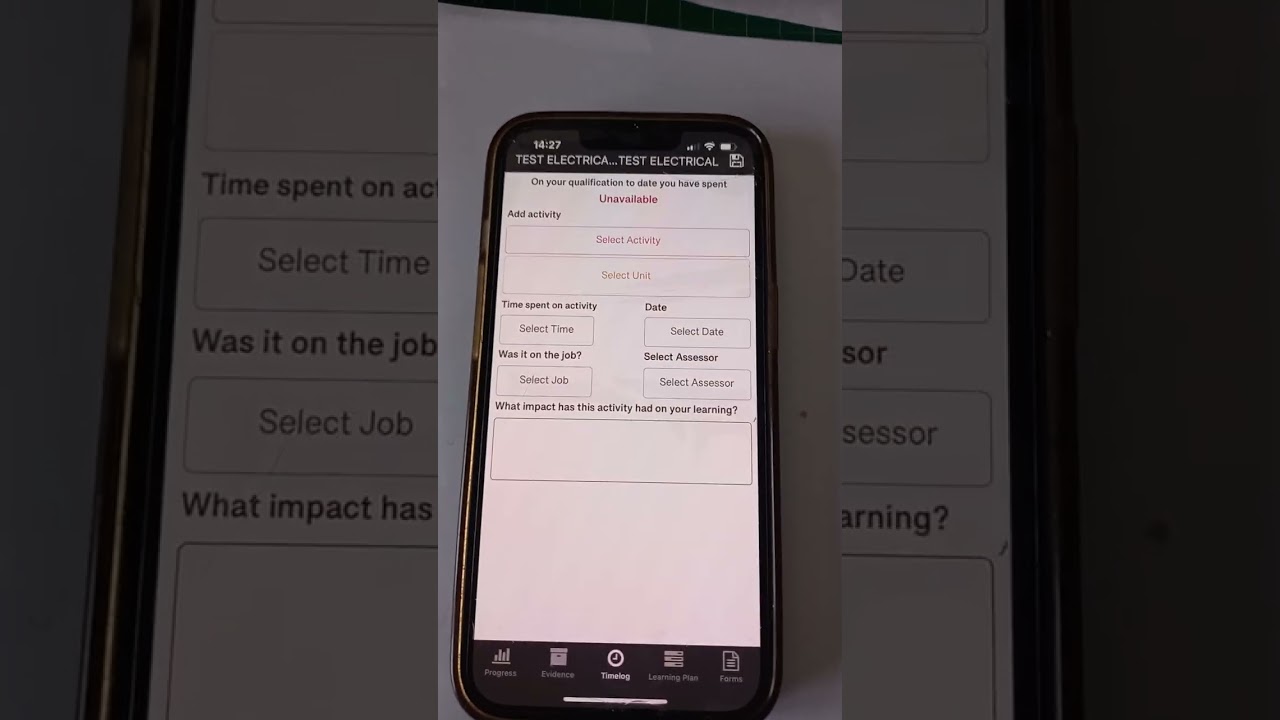 Using Smart Assessor app to make time log entries for off the job training