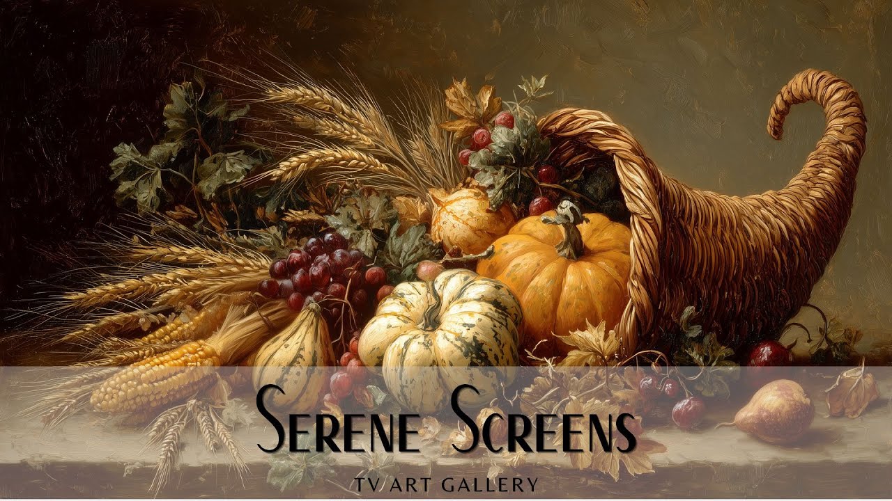 Autumn Thanksgiving Cornucopia Fall Harvest - TV Art Display, Screensaver, Wallpaper, Background