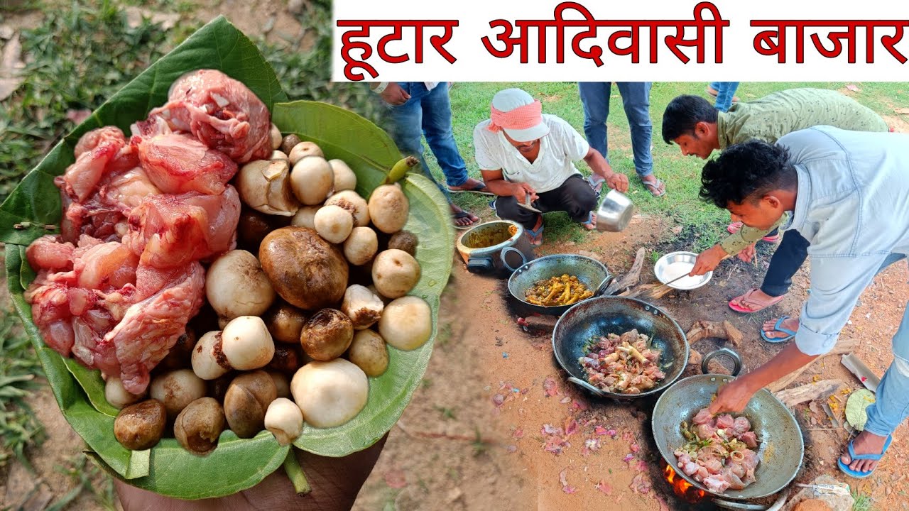हूटार आदिवासी बाजार | Rs120 में खाए 1Kg Rugda Chicken | Village Tribal Market | Chicken Recipe