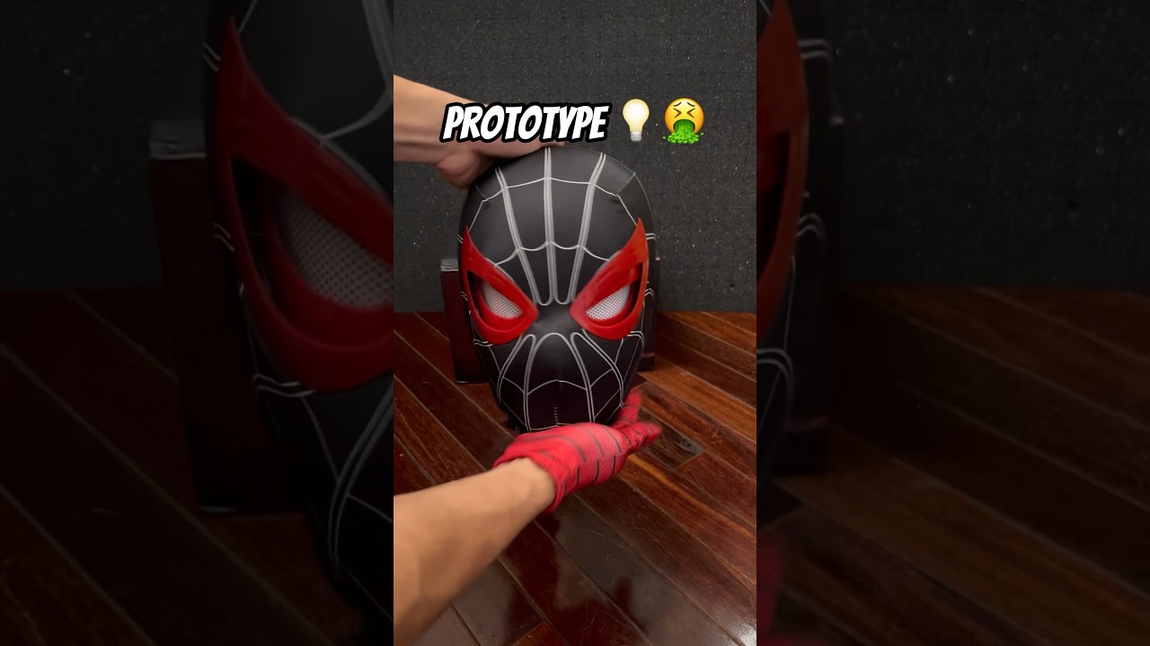 Prototype Real Life Winking Spiderman Mask Vs Final Product #marvel #spiderman #webshooter #shorts
