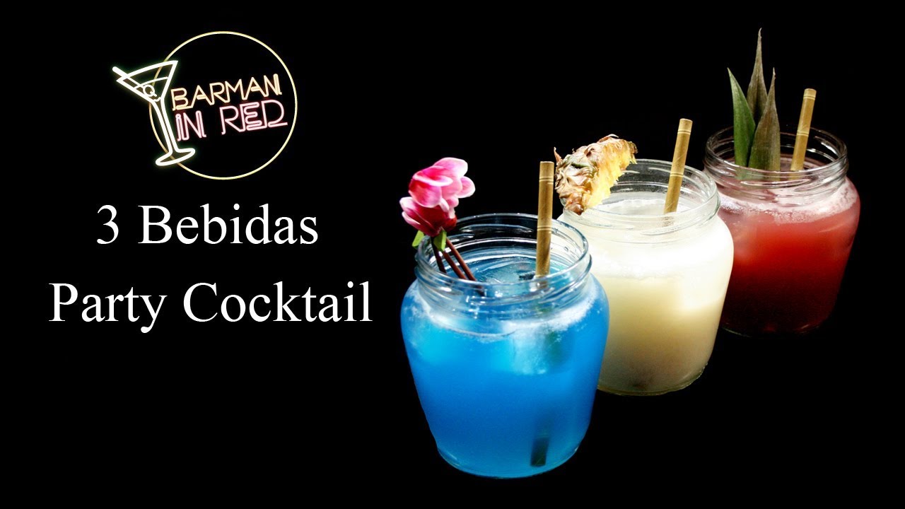 3 Bebidas Party Cocktail: Blue Party & Piña Colada Party & Pirata Party