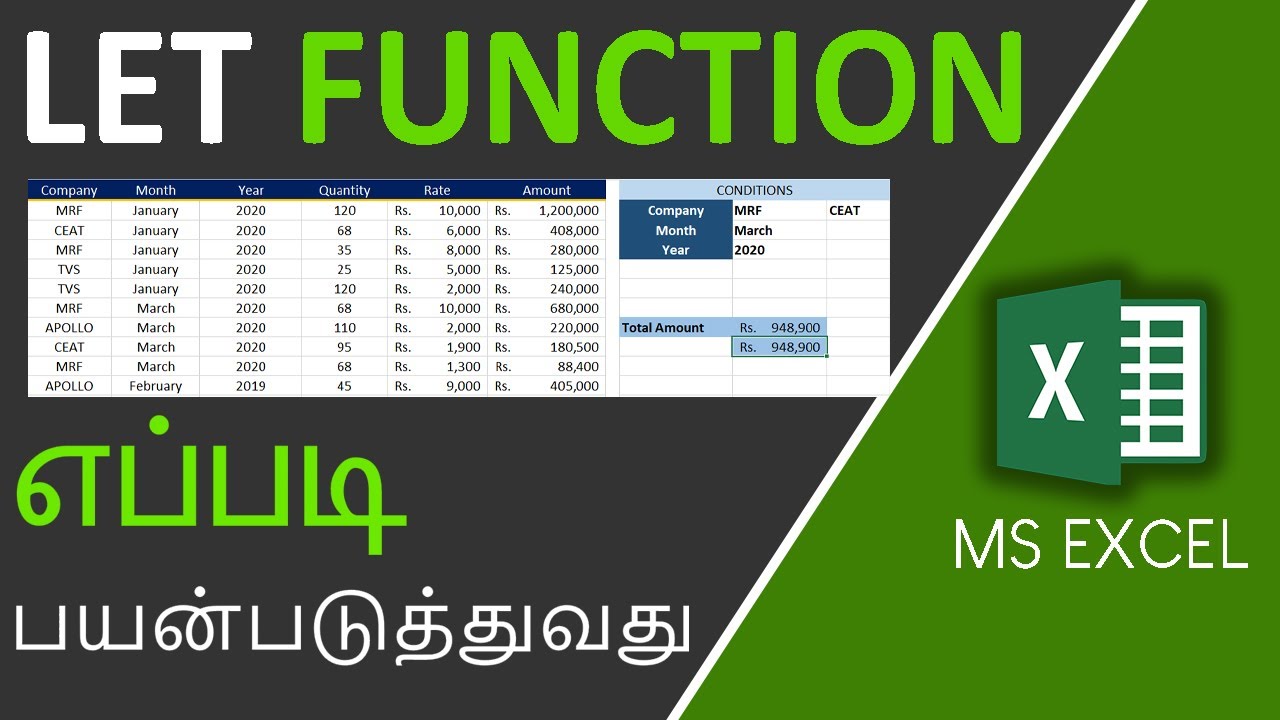LET Function in Excel in Tamil