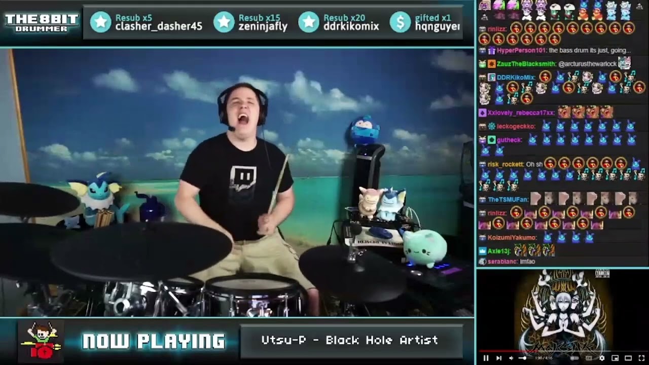The8BitDrummer plays  鬱P/Utsu-P - ブラックホールアーティスト/ Black Hole Artist feat. 鏡音リン&GUMI (2nd playthrough)