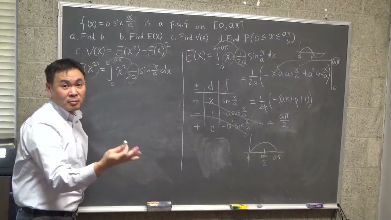 Probability density function example problem expectation and variance