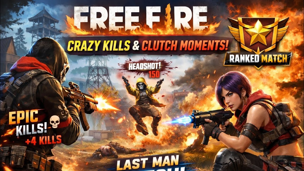 🔥 Intense Free Fire Gameplay | Crazy Kills & Clutch Moments 😱 | Ranked Match