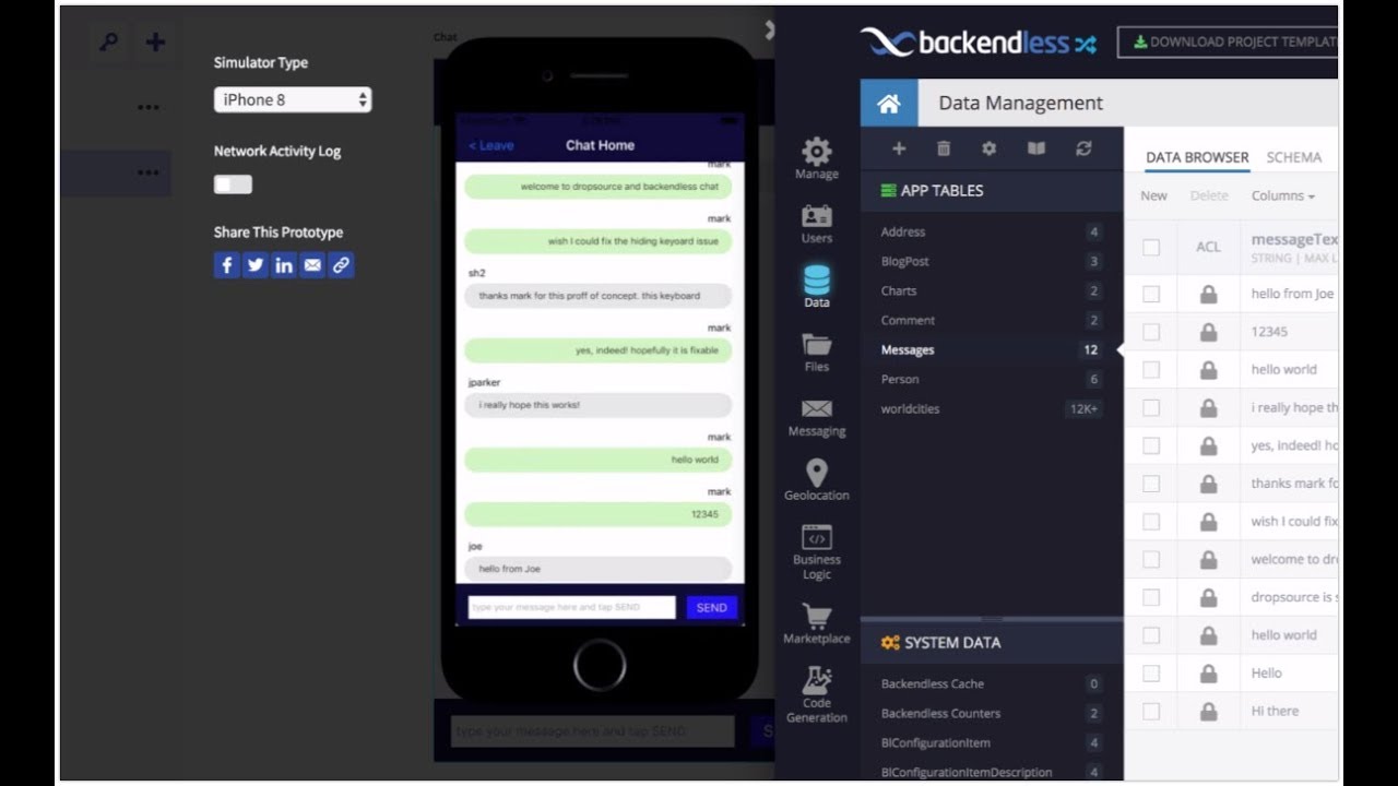 Developing a mobile chat app without coding - 100% codeless