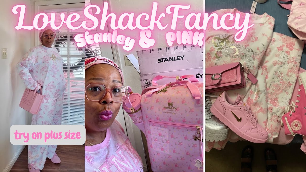#vspink LoveShackFancy X STANLEY X VS PINK by Victoria Secrets WIDE LEG Try on Plus Size