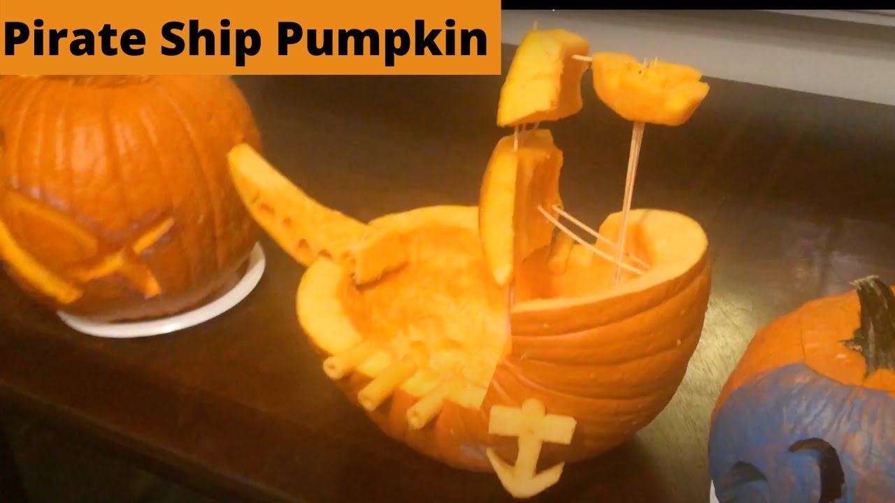 🎃 2021 Pirate Ship Pumpkin Carving Boat - Easy Halloween Ideas 🎃