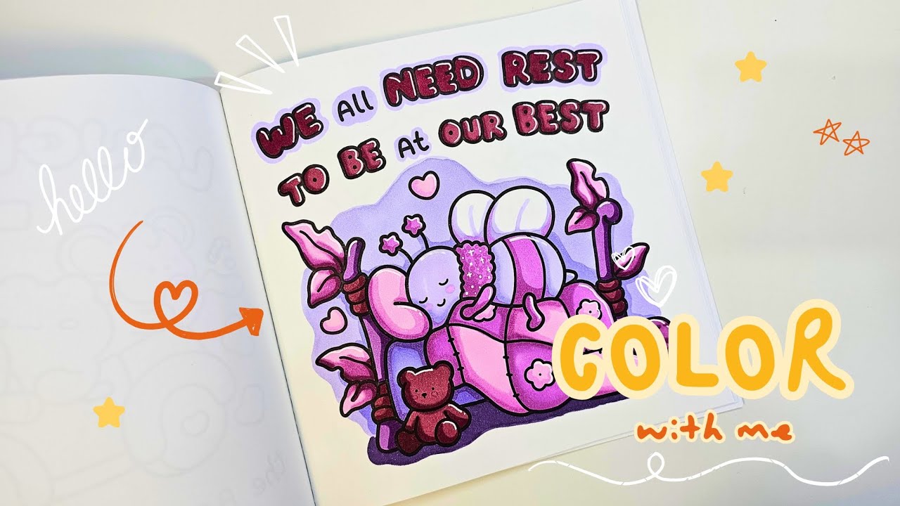 Color with me | Cozy Vibes by Coco Wyo - We All Need Rest | Ohuhu Alcohol Markers 💤🐝💜