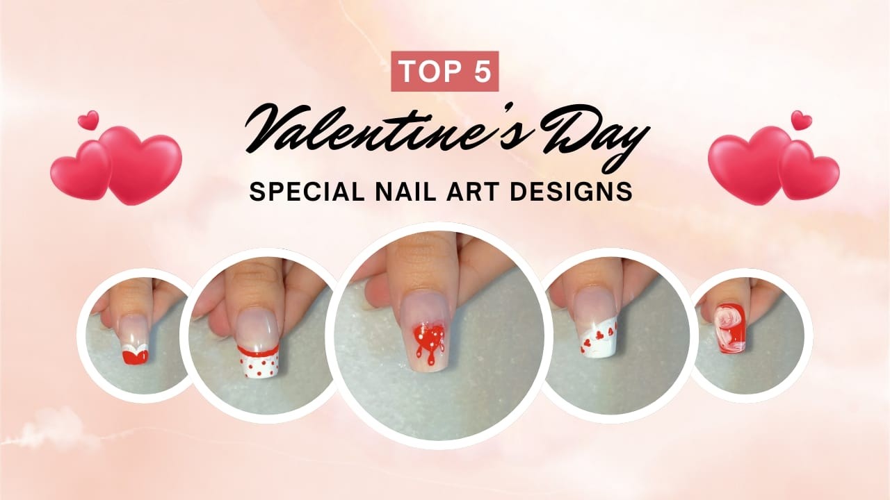 🔴Valentine’s Day Special Nail Art 💖 | Easy Heart Design for Beginners💅🏻✨